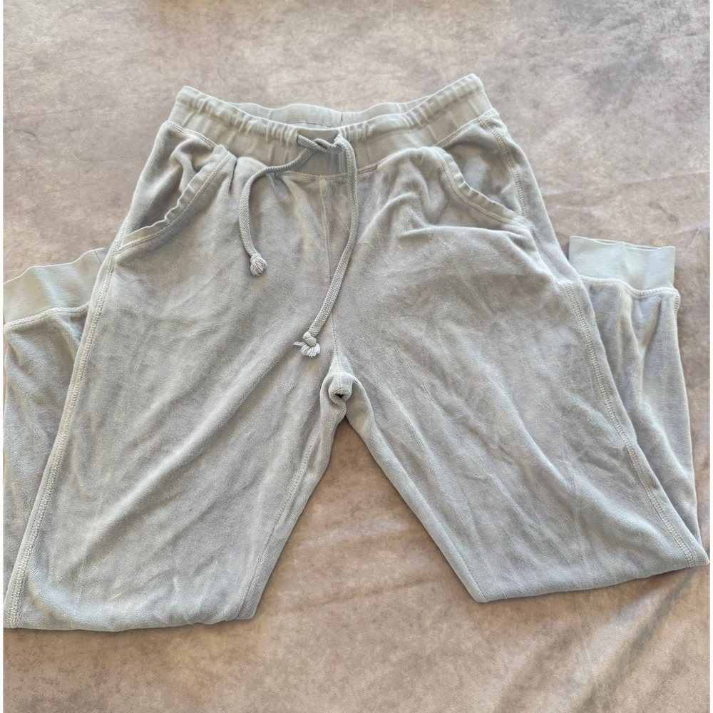 Fashion Nova Velour Capri Jogger Pants Gray Drawstring Lounge Size Medium